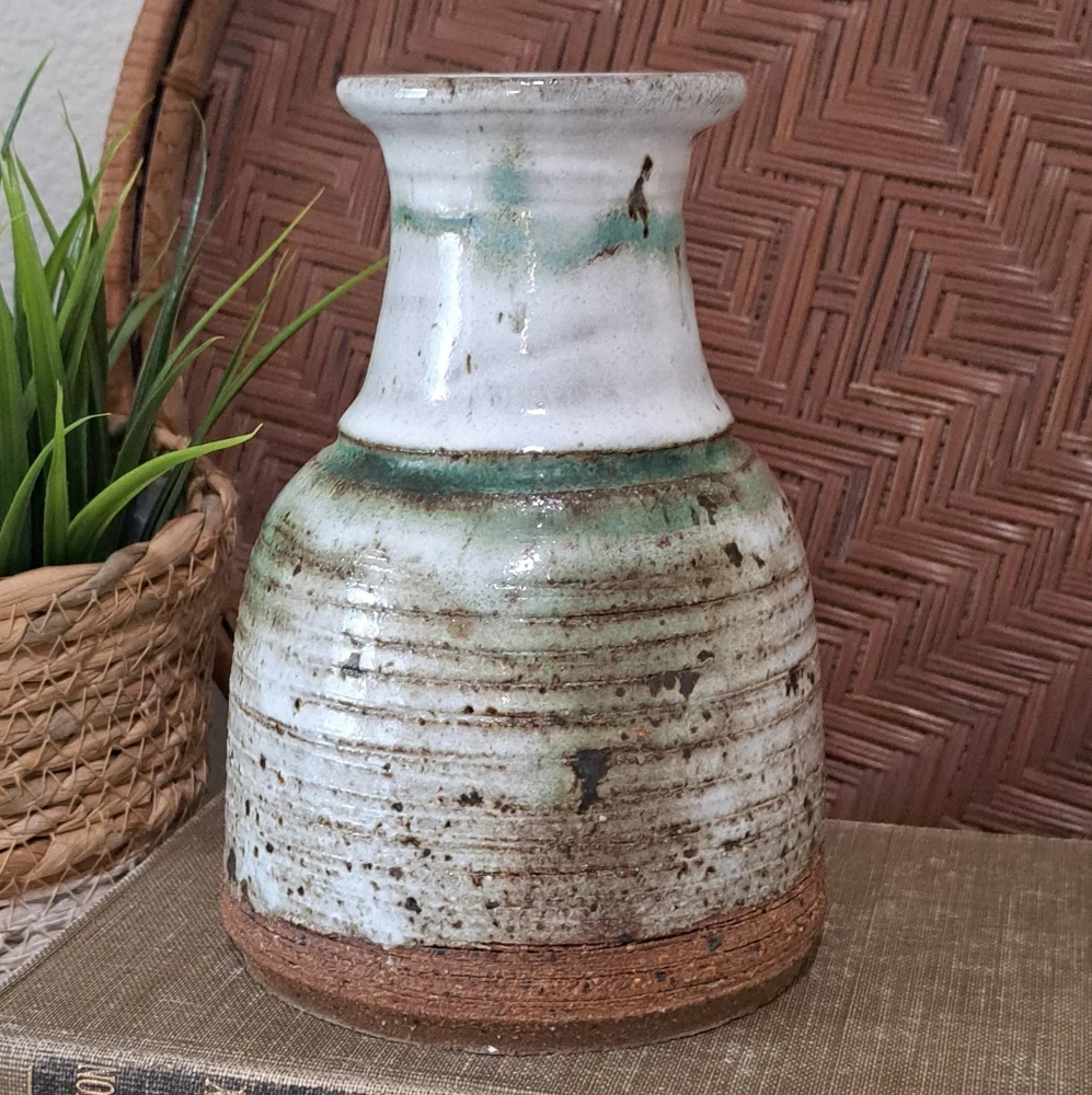 Studio Art Pottery Textured Vase Heavy 6.5